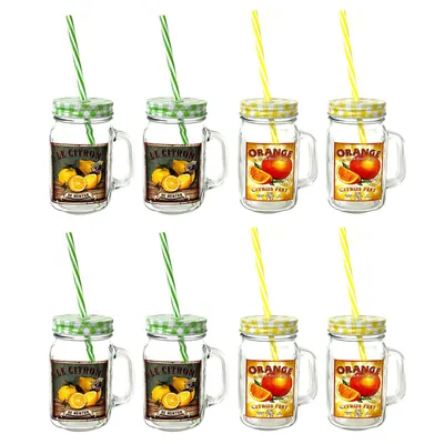 Produktbild von 8x Vintage Trinkgläser Cocktailgläser Cocktailbecher Henkelglas mit Deckel