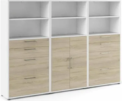 Image de Vinovo - Buffet, 267x40x186h cm Blanc, 8 Tiroirs