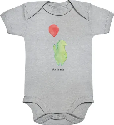 Produktbild von Mr. & Mrs. Panda Strampler Baby Schildkröte Luftballon 12. - 18. Monat - Heather Grey - Geschenk, Jahrmarkt, kurzarm, Babybody, Schildkröten, glücklich, Motivationsspruch