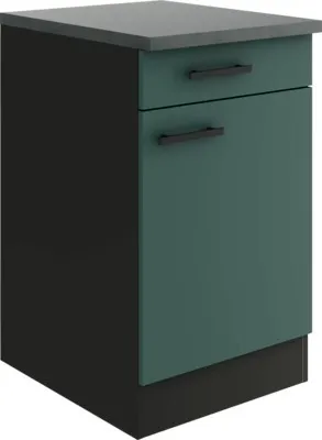 Produktbild von Optifit Unterschrank mit Schublade und Drehtür Verona405 BxTxH 50 x 60 x 84,8 cm grün matt zerlegt Anschlag reversibel K