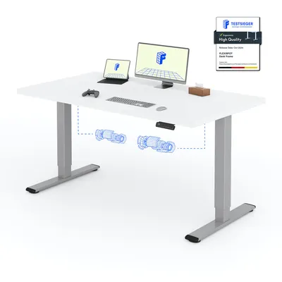 Produktbild von FLEXISPOT biurko z elektryczną regulacją wysokości 140x80cm udźwig 100KG, podwójny silnik, 4 funkcje pamięci, jednoczęściowy blat 25mm (biały)