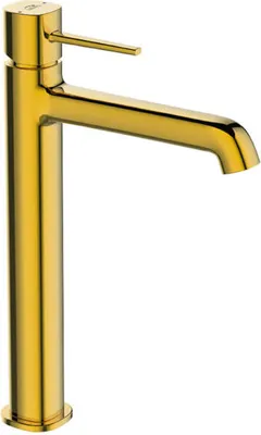 Produktbild von BADLAND Waschtischarmatur Wasserhahn Hoch POLA Mischbatterie für Badezimmer in Gold + Click-Clack
