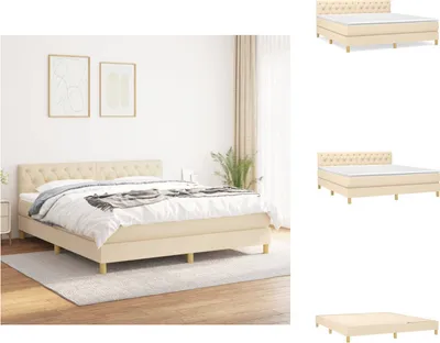 Produktbild von vidaXL Boxspringbett mit Matratze Creme 160x200 cm Stoff -  Betten & Bettgestelle