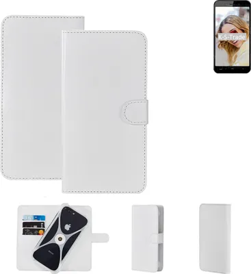 Produktbild von K-S-Trade Handy Hülle Schutz Hülle kompatibel mit HomTom HT16S Cover Case Bookstyle Bumper weiß 1x