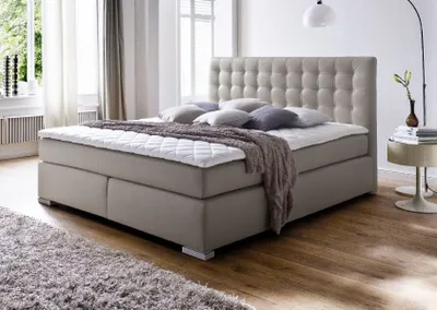 Produktbild von Boxspringbett Isabelle 160 x 200 cm Leder Optik muddy 7 Zonen Multi Tonnentaschenfederkern Matratze