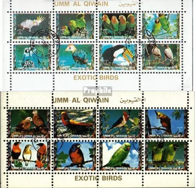 Produktbild von Briefmarken Umm al Kaiwain 1972 Mi 1418A-1433A Kleinbögen (kompl.Ausg.) gestempelt Vögel