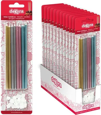Obrázek produktu pro Barevné dortové svíčky se zápichem 13cm 8ks