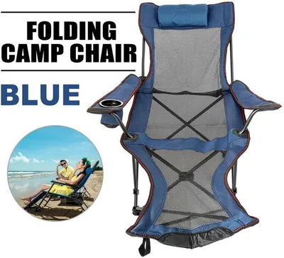 Produktbild von Famanu Campingstuhl - Verstellbare Rückenlehne und Fußstütze - Blau
