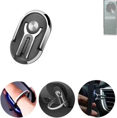 Produktbild von K-S-Trade 3in1 Smartphone-Ring Handy-Ring kompatibel mit Oppo Find X6 Fingerhalterung  Handyring Tischständer Lüftungsgitter-Halterung Tisch