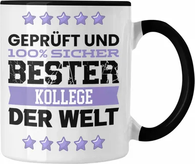 Produktbild von Trendation - Bester Kollege Der Welt Geschenk Tasse für Arbeitskollege Geburtstag Spruch Abschied Abschiedsgeschenk (Schwarz)