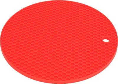 Imagen del producto de Alfombrilla redonda para alimentos, de silicona gruesa, apta para uso alimentario, con aislamiento térmico. Se puede utilizar en el microondas. Color: rojo