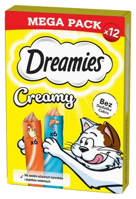 Produktbild von Dreamies Cremige Katzenleckerlis 12x10g mit Huhn und Lachs