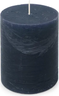 Produktbild von Rustikale Stumpenkerze in Dunkelblau, Durchmesser 100 mm, Höhe 130 mm