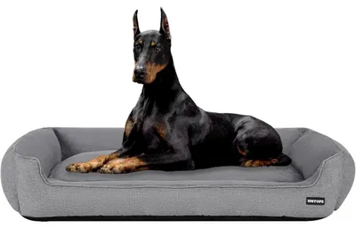 Productafbeelding van Hondenbed, hondenbank, afneembaar en wasbaar. Afmetingen: L 120 x B 90 x H 30 cm. Kleur: lichtgrijs