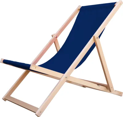 Produktbild von Liegestuhl Strandliege Sonnenliege Gartenliege Holz Liege Holzstrandliege 120kg Dunkelblau