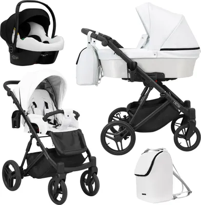 Produktbild von Kinderwagen LAZZIO Sportwagen Babywagen Babyschale Komplettset Kinder Wagen Autositz Set 3 in 1 (LAZ-16, Rahmenfarbe: Schwarz)