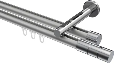 Produktbild von Interdeco Innenlaufstange / Gardinenstange mit Innenlauf Silbergrau / Chrom, Typ Siteno Elanto (Rillenzylinder), 20 mm Ø 2-läufig, 540 cm