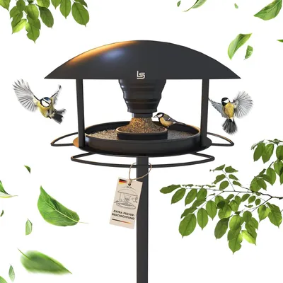 Produktbild von Vogelhaus mit Ständer, wetterbeständig, 3-in-1 Futterhaus, Metall, groß, für den Garten
