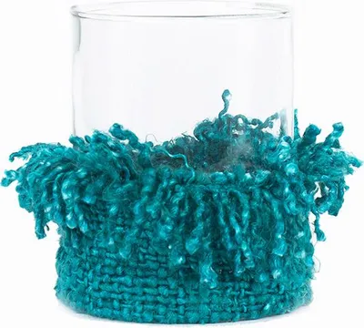 Image de Bougeoir coton aqua 10x10x13cm