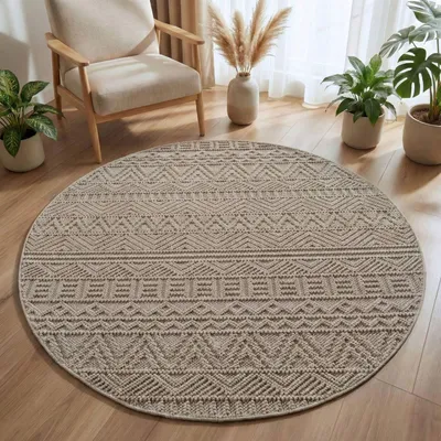 Immagine prodotto di Carpetsale24 Tappeto Soggiorno Bouclé Anelli Stile Scandi Design Vintage Robusto Morbido per Camera da Letto, Dimensioni: 200 cm Rund