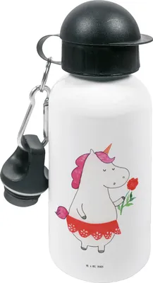 Produktbild von Mr. & Mrs. Panda Wasserflasche Einhorn Dame - Weiß - Geschenk, Freundin, Trinkflasche Kindergarten, Kinder, Sportflasche, Frau, Einhörner, für den, Bachelorette, Unicorn