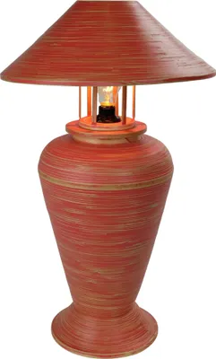 Produktbild von Fine Asianliving Tischlampe Bambus Spirale Handgefertigt Rot 40x40x65cm
