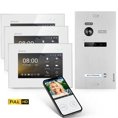 Produktbild von BALTER EVO HD Silber Video Türsprechanlage Set 1 Teilnehmer 3x7" WLAN Monitor Weiß