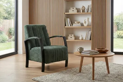 Produktbild von Eleganter Sessel Looft grün mit Federkern  – Ergonomisch & Wasserabweisend – Modernes Design für Wohnzimmer & Büro