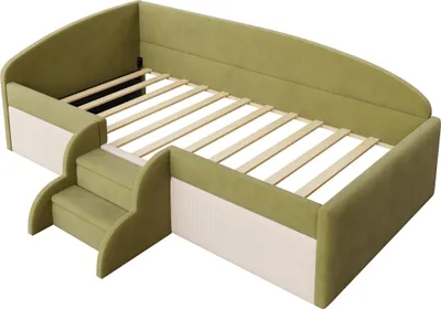 Produktbild von Polsterbett Sofabett ,90*190cm,Multifunktionsbett, Mit Stufen und Zäunen,Hautfreundlicher Samtstoff,ohne Matratze