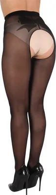Produktbild von BANANALU gemusterte Ouvert Strumpfhose mit offenem Schritt und Schleife 20 Den Intimo Favor 20 Nero XL