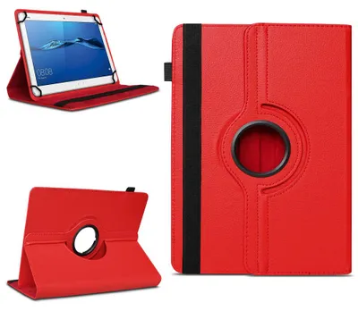 Produktbild von Tablet Hülle für Huawei MediaPad T1 T2 T3 T5 10 Tasche Case 360 Drehbar CoverFarben:Rot