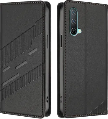 Produktbild von Hülle für OnePlus Nord CE 5G, Kunstleder Brieftaschen Handyhülle mit Kartenfach und Standfunktion Schwarz