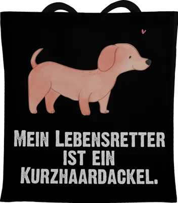 Produktbild von Mr. & Mrs. Panda Tote Bag Dackel Kurzhaardackel Lebensretter - Schwarz - Geschenk, Shopping Tasche, Dachshund, Schultasche, Laptoptasche, Jutebeutel, Teckel