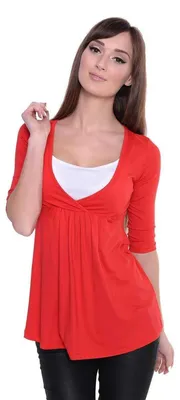 Produktbild von Longshirt weit geschnitten + MAMA Umstandsmode ; Rot XS/S 34/36
