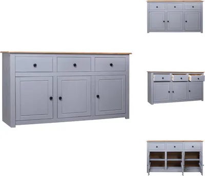 Zdjęcie produktu dla vidaXL Kredens szary 135x40x80 cm drewno sosnowe Panama - Kredensy