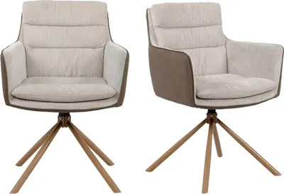Produktbild von CALICOSY - Set aus 2 Stühlen in Beige und Holzdekor L63 cm - Logan
