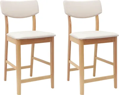 Image de vidaXL Chaises de salle à manger 2 pièces Naturel 48 x 49 x 95 cm Bois massif de caoutchouc