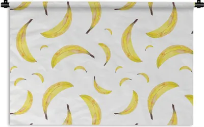 Produktbild von MuchoWow® Wandteppich Wandbehang Bananen - Obst - Weiß 120x80 cm Tapisserie Dekoration Wandtuch - Wanddekorationen - Wandtücher