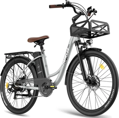 Produktbild von Pedelec 26 Zoll 158 - 198 Pannensichere Reifen 36 V 250 W bis zu 160 - 200 km Wasserdicht IP54 mit 7 Gang, Grau