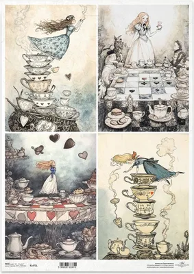 Produktbild von Reispapier für Decoupage A3 - Tassen, Alice, Tee - R1472L - Itd Collection