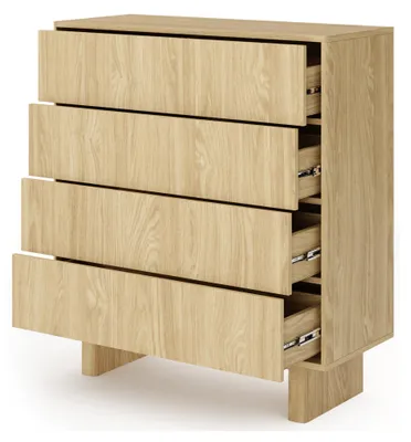 Produktbild von Hasavato - Sideboard, 94x38x104h cm Eiche Braun, 4 Schubladen