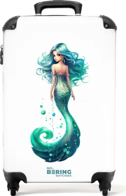 Obrázok produktu pre NoBoringSuitcases.com® Kufr Príručná batožina Kufr na kolieskach Malý cestovný kufor na 4 kolieskach - Green Mermaid - Cabin Size < 55x40x23 cm & 55x40x20 cm - Foto kufor - Príručný kufor - Palubná batožinaPríručná batožina Kufrík 55x35x20 cm, 36L,