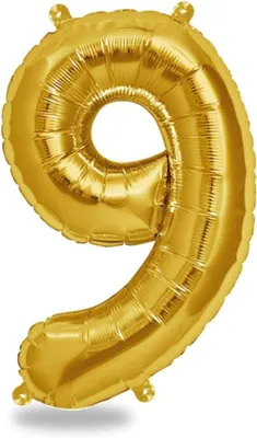 Image de Ballon en forme de chiffre "9", couleur or, 100 cm, idéal pour les fêtes d'anniversaire