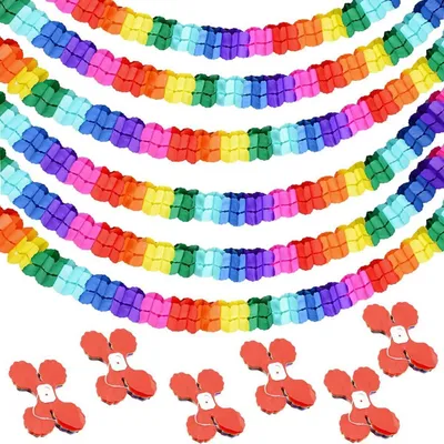 Immagine prodotto di Set di 6 ghirlande di carta a forma di arcobaleno, 3 metri per pezzo, ideali per decorazioni di compleanno e feste