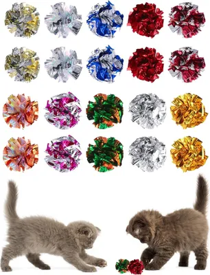 Produktbild von Knautschball Spielzeug für Katzen - 20 Stück, bunt und interaktiv