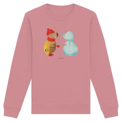 Produktbild von Mr. & Mrs. Panda Nachhaltiger Pullover Nachtfalter Schneemann Größe M - Canyon Pink - Geschenk, Pulli, Weihnachten, Rundhals Sweatshirt, Schnee, Winterzeit, Sweater