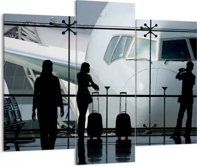 Produktbild von Bild auf Leinwand - Leinwandbild - Flugzeug Flughafen Passagiere - 130x100cm - Wand Bild - Wanddeko - Leinwanddruck - Bilder - Kunstdruck - Leinwand bilder - Wandkunst - CB130x100-0130