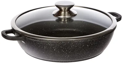 Image de KAMBERG 0008041 Sauteuse avec couvercle, fonte/aluminium moulé, diamètre 28 cm, compatible avec les plaques à induction, revêtement antiadhésif