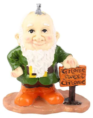 Image de Statue de gobelin en résine avec 4 chapeaux interchangeables pour la décoration de jardin à Noël, à Pâques et pour le Jour de l'Indépendance