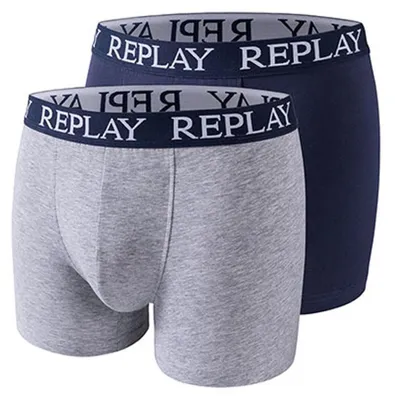Image de Replay - Boxers pour homme (lot de 2) LT5111 (XL) (gris chiné/bleu indigo)